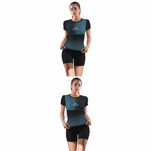 Conjuntos de camisetas y pantalones cortos a la moda para mujer, conjunto de 2 piezas para el día a día, estilo relajado, deportivo, de algodón. - Product Image 1