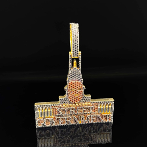 Pendentif unisexe pour homme en alliage plaqué argent, style hip-hop personnalisé avec diamants CZ, Grand King - Product Image 1