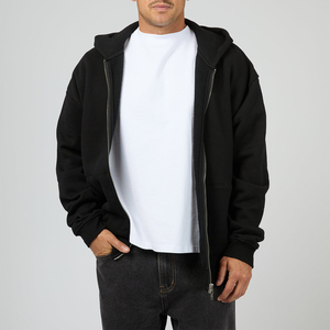 Sudadera con Capucha Extra Grande para Hombre, Negra, 100% Algodón Tejido, Estilo Casual para Otoño - Product Image 1