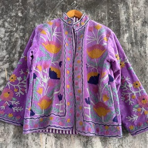 Handmade <b>Velvet</b> Suzani Jacket Embroidered Floral <b>Coat</b> <b>Women</b> Artisan Festival Statement Outerwear - Product Image 4