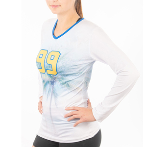 Women Volleyball Jersey Navy Teal Abstract Wave Texture Sublimation <b>Short</b> Sleeve <b>Shorts</b> Set Wholesale - Product Image 1