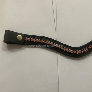 1 rangée de cristaux roses étincelants, strass incrustés, chaîne vide en cuir, bracelet de sourcil de cheval avec bouton-pression pour boucles - Product Image 6