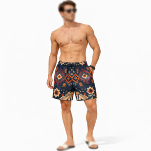 Pantalones Cortos de Playa Personalizados con Estampado Completo para Hombre, Poliéster, Ropa de Calle de Verano, Cintura Elástica con Cordón, Suministro al por Mayor - Product Image 2