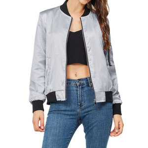 Blousons Bomber en Satin pour Femmes, Vente en Gros OEM, Couleur Unie, Coupe-Vent, Fermeture Éclair, Vêtements d'Extérieur Tendance, Collection Automne, Veste en Satin - Product Image 5