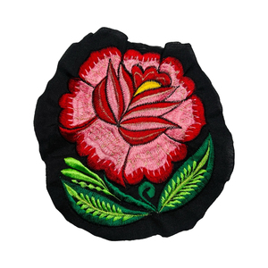 Patchs en PU brodés 3D floraux colorés avec perles, personnalisables avec logo de marque, en tissu denim, thermocollants ou à coudre, qualité économique, vente en gros - Product Image 1