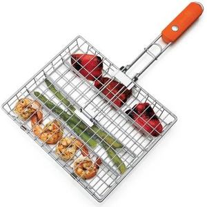 Cesta para asar de acero inoxidable con mango largo para voltear alimentos de forma segura mientras se asa a la parrilla al aire libre - Product Image 2