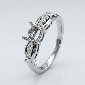 Nouvel Arrivage Bague Semi-Montée en Or Blanc Massif 18K Motif Feuille avec Accent Diamant Sertissage 4 Griffes pour Fiançailles Bijoux Fins Vente en Gros - Product Image 3