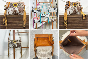 Best-Selling High Quality Sunflower Design Tooled Leather <b>Boho</b> Fringe <b>Bags</b> Low Price Cowhide Leather Crossbody Handbag For Women - Product Image 2