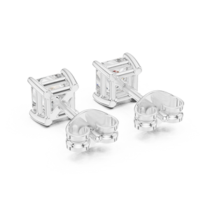 Pendientes con Diamantes Cultivados en Laboratorio de Corte Princesa de 0.5CT, Engastados en Oro Blanco Sólido de 18K, para Compromiso, Boda, Regalo de San Valentín, Uso Diario - Product Image 3