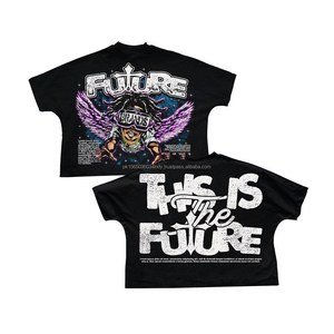 Camisetas de Alta Calidad Estilo Streetwear con Efecto Desgastado por el Sol, Lavado Ácido, Oversize, Personalizadas con Pedrería, para Hombre - Product Image 1