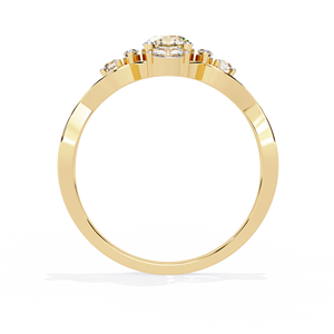 Anillo Clásico de Diamantes con Corte Marquesa para Mujer, con Piedras Laterales Redondas en Oro Amarillo de 14k, Estilo Clásico de Compromiso - Product Image 5