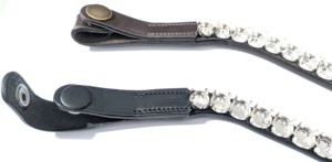 สายคาดศีรษะหนังสำหรับขี่ม้าแบบ DIY พร้อมปลอกโซ่แบบเรียบบาง ติดกระดุมแบบปลดเร็วสำหรับใส่คริสตัล - Product Image 6