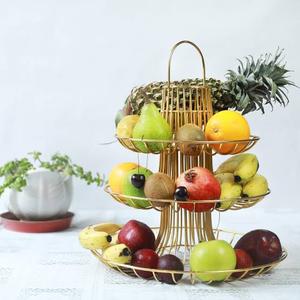 Support à fruits en métal à trois niveaux, rond, moderne, pour la cuisine, rangement durable, conteneur alimentaire - Product Image 1