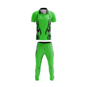Custom Green <b>Flame</b> Print Men's Polo <b>Shirt</b> and Track Pants Set Short Sleeve Quick Dry Sporty Uniform Digital Printing - Product Image 2