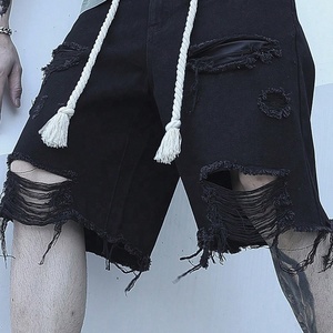<b>Men's</b> Summer Street Style Ripped Dye Design 100% Cotton Denim <b>Shorts</b> High Stretch <b>Knee</b> <b>Length</b> Comfort Windproof Quick-Dry - Product Image 6