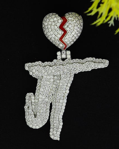 Colgante de Letra Hip Hop Iced Out con Corazón Roto de Moissanita, Plata de Ley 925, Amuleto Unisex, Regalo - Product Image 1