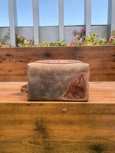 ชุดอุปกรณ์แต่งหน้าสำหรับผู้ชายกระเป๋าโกนหนวดของผู้ชายกระเป๋าหนังแท้ลายนักล่าผิวด้านสีแทนแบบตะวันตก - Product Image 5