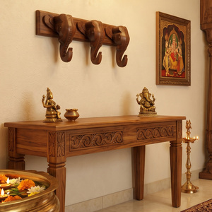 Natural Sheesham Wood <b>Elephant</b> Wall Hook Rack Handmade Wooden Key Holder with Detailed <b>Elephant</b> Carving for Entryway Living Room - Product Image 4