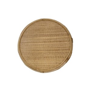 Natural Handwoven Rattan Accent <b>Table</b> with <b>Round</b> Woven Top, Bohemian Coastal End <b>Table</b> for Living Room, Bedroom, Patio & <b>Garden</b> - Product Image 3