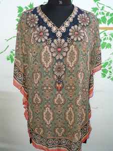 ชุดคาฟตันผ้าโพลีเอสเตอร์สีน้ำตาลพิมพ์ลายดิจิทัลสำหรับผู้หญิง เสื้อผ้ามุสลิมตะวันออกกลางแบบดั้งเดิม แฟชั่นทันสมัย - Product Image 2