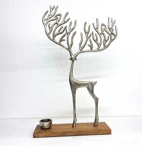 Elegante Escultura Metálica Vertical de Reno, Hecha a Mano, Diseño Moderno, Ecológica, Forma Personalizada, Logotipo, Decoración de Mesa para Bodas - Product Image 1