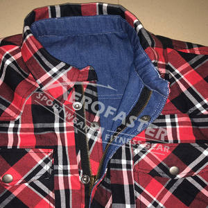 เสื้อเชิ้ตผ้าสักหลาดลายสก็อตสีแดงดำสำหรับผู้ชาย แบรนด์ AERO แขนยาว ปิดด้วยซิป คอปกแบบลำลอง ผ้าฝ้าย 100% ป้องกันการเป็นขุย ใส่ได้ในช่วงฤดูใบไม้ผลิ - Product Image 5