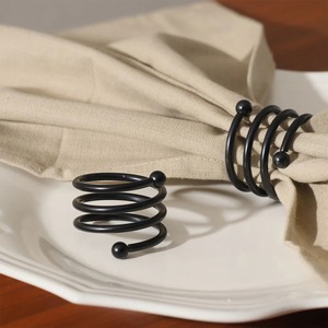 Modern <b>Matte</b> Black Swirl Metal Napkin Rings Set for Industrial <b>Table</b> Decor Minimalist Black Spiral Coil Napkin Holder - Product Image 3