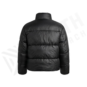 Hooded Quilted Waterproof <b>Bubble</b> Jacket Black Full Sleeve Winter Windproof Cotton Shell Knitted Fabric Polyester Filling Stand - Product Image 2
