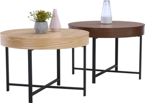 Modern Durable Bentwood Storage Coffee <b>Table</b> with Natural <b>Oak</b> Veneer <b>Top</b> Steel Frame Hidden Storage for Living Room - Product Image 6