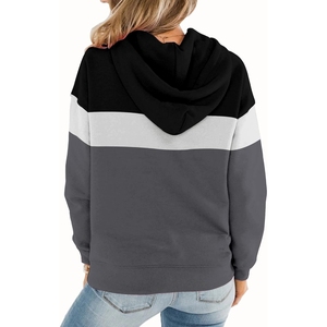 Sudadera con capucha de algodón orgánico de primera calidad para unisex, ecológica, con rayas en contraste para mujer - Product Image 3