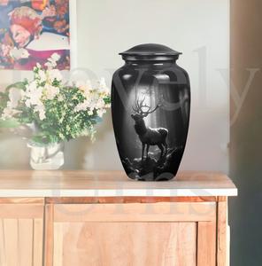 Elegante urna de aluminio con diseño de ciervo para cenizas de cremación de adultos, urna decorativa conmemorativa, recuerdo, tributo. - Product Image 2