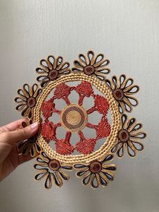 Creative Handcrafted Premium Quality Floral Beverage <b>Coaster</b> Raffia Woven <b>Drink</b> Mat Elegant Home Decor Accessory - Product Image 2