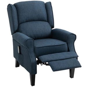 Poltrona Reclinabile Singola Blu Scuro con Massaggio, Vibrazione, Calore e Funzione Push-Back, Elettrica e Manuale, Estensibile - Product Image 1
