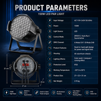 Projecteur LED PAR 54x3W RGB 3-en-1 DMX512 pour scène, DJ, discothèque et éclairage de fête