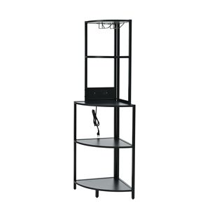 Ripiano d'angolo a 5 livelli con luce a LED e porta USB alto in piedi porta vetro stretta libreria per Display a parete - Product Image 4
