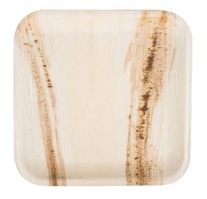 Assiettes jetables en feuilles d'arec vertes, sans produits chimiques, résistantes à la chaleur, carrées, pour le marché de gros mondial - Product Image 5