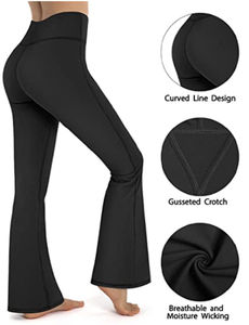 Leggings de Yoga de Cintura Alta con Logotipo Personalizado, de Secado Rápido, Elásticos, Levanta Glúteos, Ajustados, de Pierna Ancha y Acampanados, para Mujer, Ropa Deportiva para Gimnasio y Fitness - Product Image 4