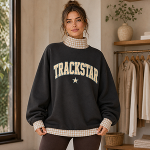 เสื้อสเวตเชิ้ตคอเต่าปักลาย Trackstar รุ่น TS-MN-031 คุณภาพส่งออก ทรงโอเวอร์ไซส์ สไตล์ลำลองสำหรับผู้หญิง ผ้าฟลีซพรีเมียม สตรีทแฟชั่น - Product Image 6