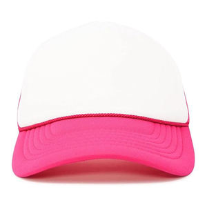 Casquette de camionneur 6 panneaux 100% coton blanc avec dos en maille rose réglable respirante unisexe pour l'extérieur casquette de baseball d'été snapback - Product Image 6