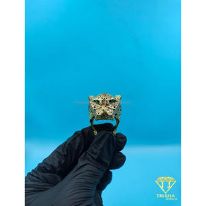 Anillo de Plata de Ley 925 con Moissanita y Diamantes, Diseño de Cara de Animal, Joyería de Alta Gama para Compradores Mayoristas - Product Image 6