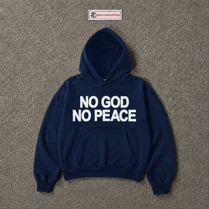 <b>Navy</b> Blue No God No Peace Graphic Hoodie Oversized Streetwear Pullover Sweatshirt Unisex <b>Men</b> Women Casual Fashion Hooded Top Fit - Product Image 5