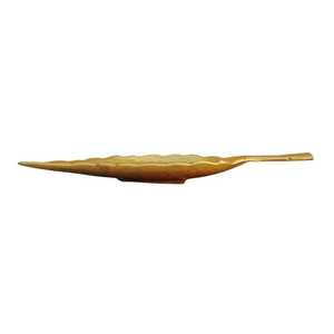 Bol en métal doré en forme de feuille, finition soignée, fait main, plat de service pour présentation de plats de fête, style glamour - Product Image 4