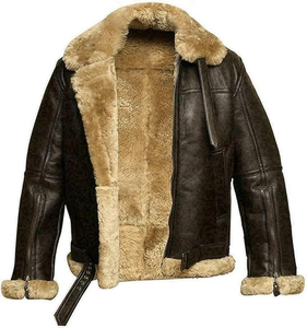 Chaqueta Bomber de Cuero Premium de Marca para Invierno, Transpirable, con Forro de Sherpa Cálido, Producción OEM Personalizada Lista para Enviar - Product Image 4