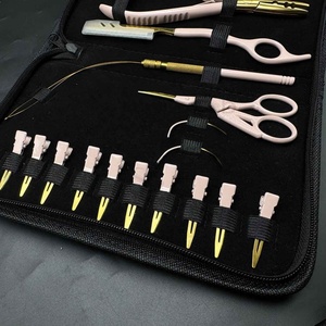 Premium Quality Stainless Steel Hair Extension Tools Kit <b>Set</b>-Peach Gold Plated Custom Logo Pliers <b>Razor</b> Scissor Wholesale - Product Image 4