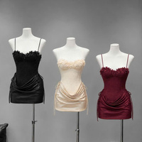 Robes mini sexy plissées en dentelle pour femmes, taille naturelle, coupe ajustée, sans bretelles, en mousseline, décontractées, lavables, prix d'usine, personnalisables
