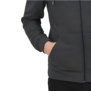 Sudadera con capucha y cremallera de color carbón oscuro, corte ajustado, textura ligera, estilo atlético moderno y atractivo para un look urbano versátil. - Product Image 6