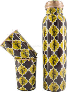 Botella de Agua de Cobre Puro de la Mejor Calidad, Revestimiento Anticorrosión, Bellamente Grabada, Beneficios Ayurvédicos Tradicionales, Gran Capacidad - Product Image 2