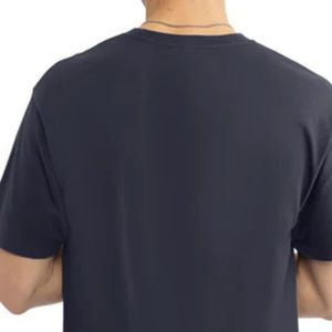 T-shirt décontracté bleu marine foncé pour homme, col rond, manches courtes, en coton doux, coupe oversize, respirant, streetwear d'été, personnalisable - Product Image 4