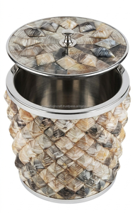 Horn Inlay Ice <b>Bucket</b> <b>Lid</b> Stainless Steel Modern Luxury 5L Capacity Floral Pattern Eco Friendly Handcrafted for Party Hotel Home - Product Image 3