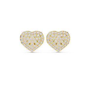 Boucles d'oreilles en or jaune 14 carats avec diamant rond cultivé en laboratoire pour un usage quotidien, pour femmes |   Nouveau diamant cultivé - Product Image 1